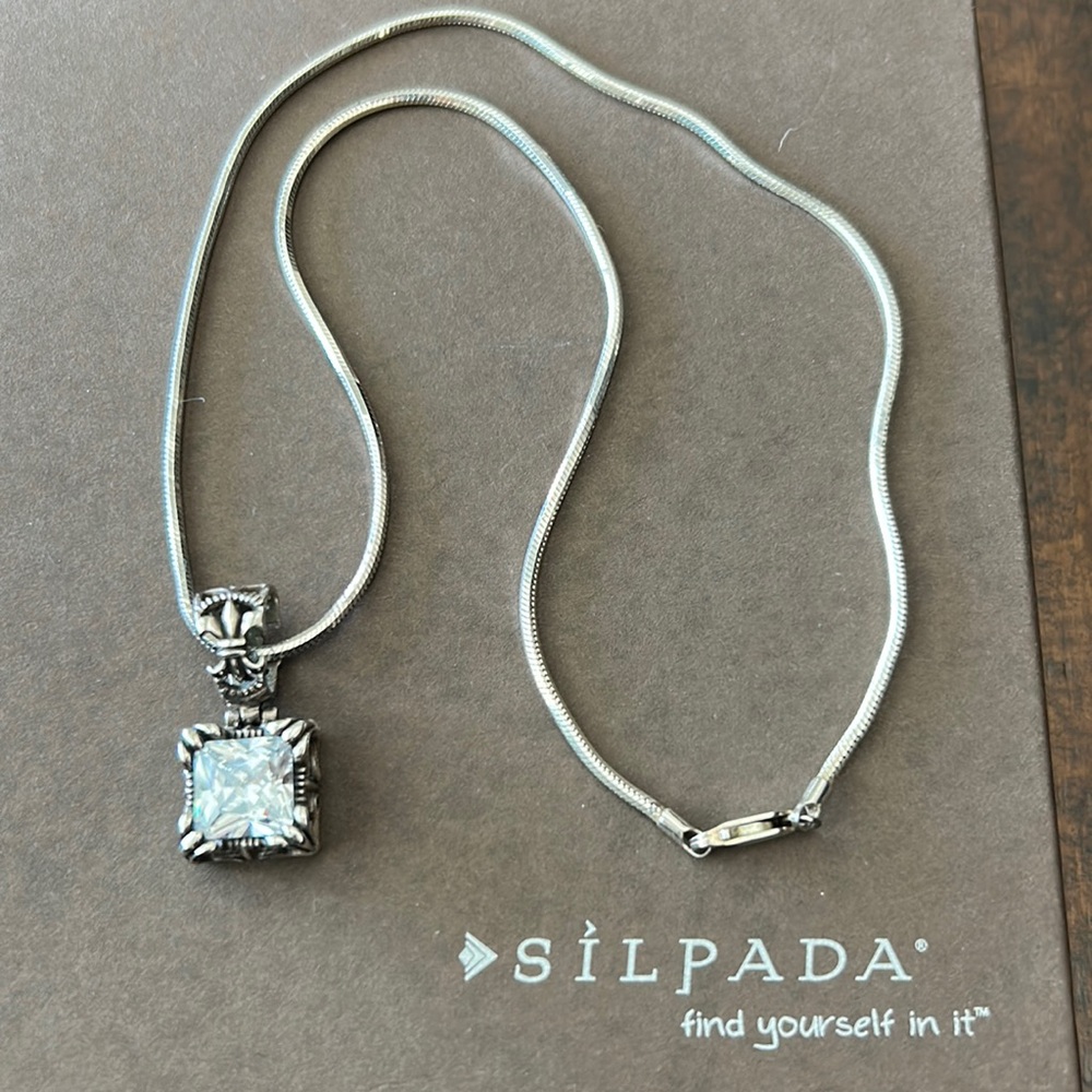 Silpada CZ pendant on snake chain